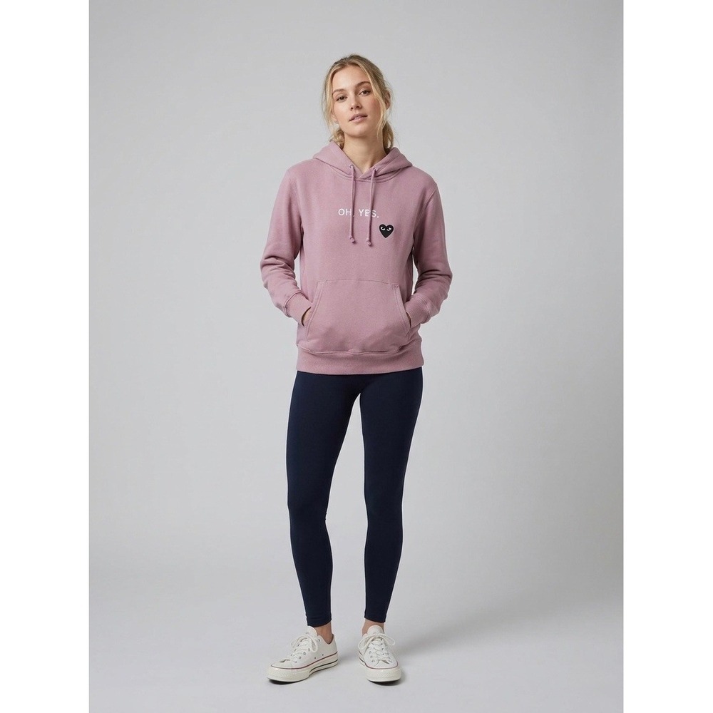 Comme des Garcons Play Pink Oh Yes Heart Logo Hoodie Sweatshirt Womens Small